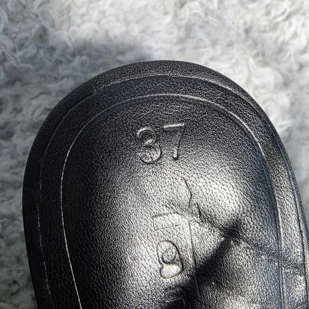 Tamaris Soft Black Leather Micro Wedge Sandals Womens EU‎ 37 US 6.5 Strappy NEW
